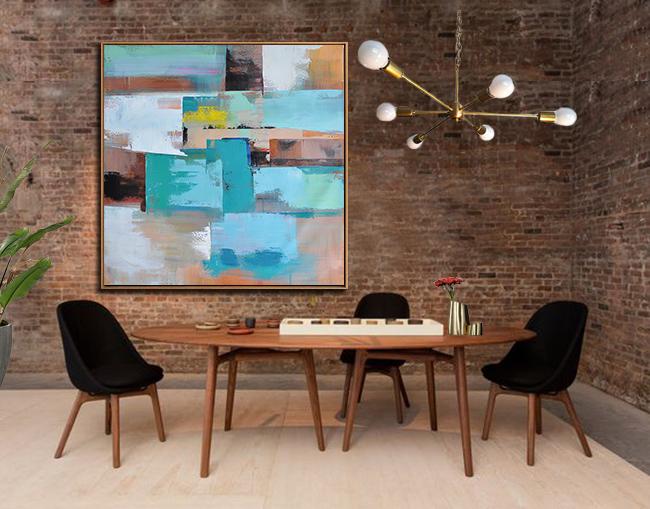 Original Extra Large Wall Art,Oversized Palette Knife Painting Contemporary Art On Canvas,Abstract Art On Canvas, Modern Art,Sky Blue,Brown,Orange,Light Green,Earthy Yellow.etc